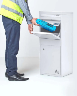 SMART PARCEL BOX™ - Boîte aux lettres et colis Large à accès frontal et arrière en acier Blanc